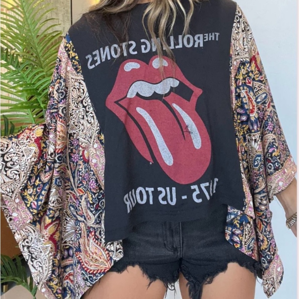 The Rolling Stones Graphic Long Sleeve Top - Black and Multicolor
